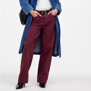 Madewell Low Slung Baggy Jeans - Stylish Burgundy Pants- Bordeaux + Rigid